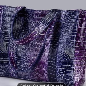 Elegant Purple Crocodile-Embossed Women's Bag